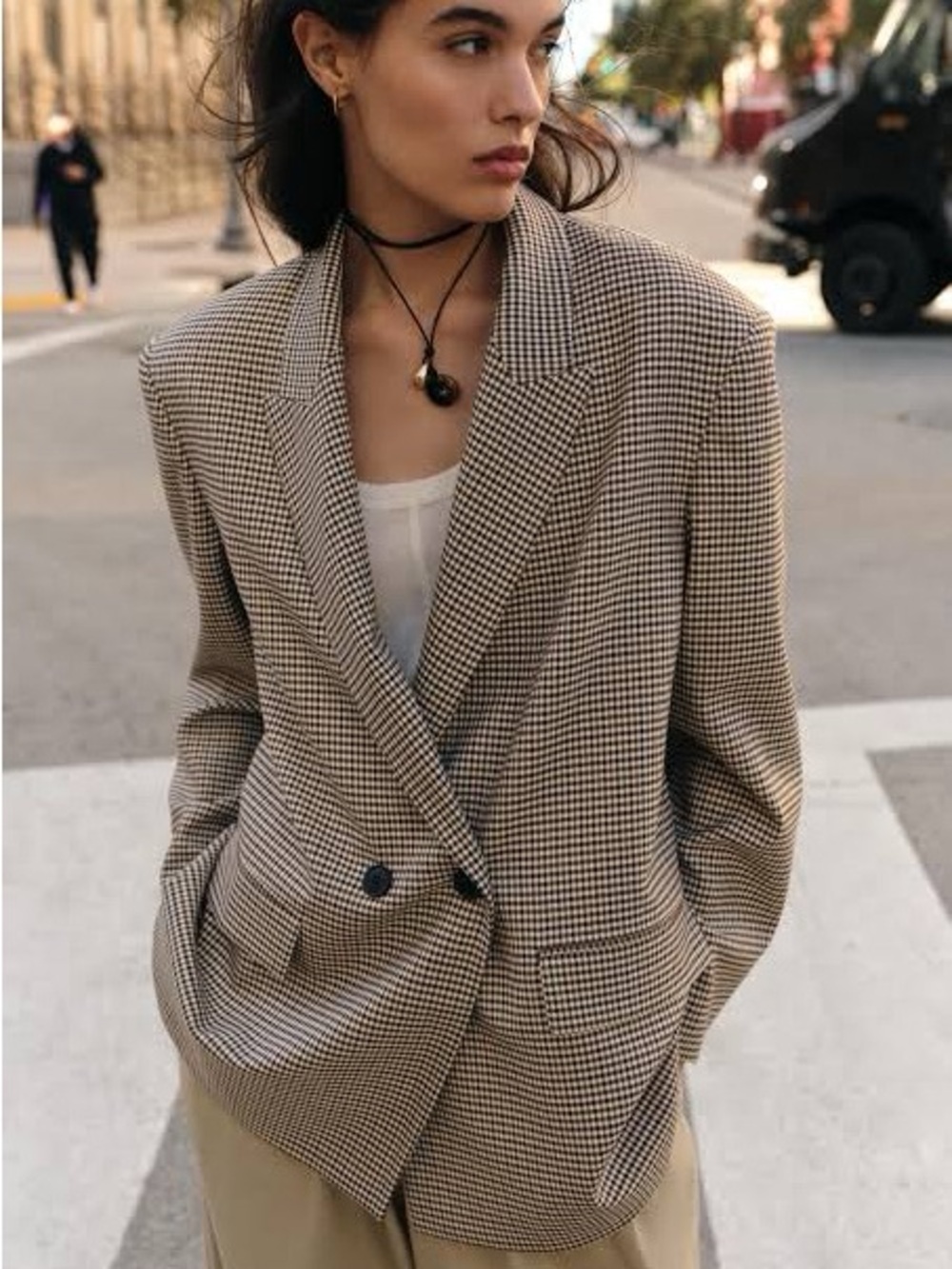 Viral Zara Oversized Double-Breasted Checked Blazer